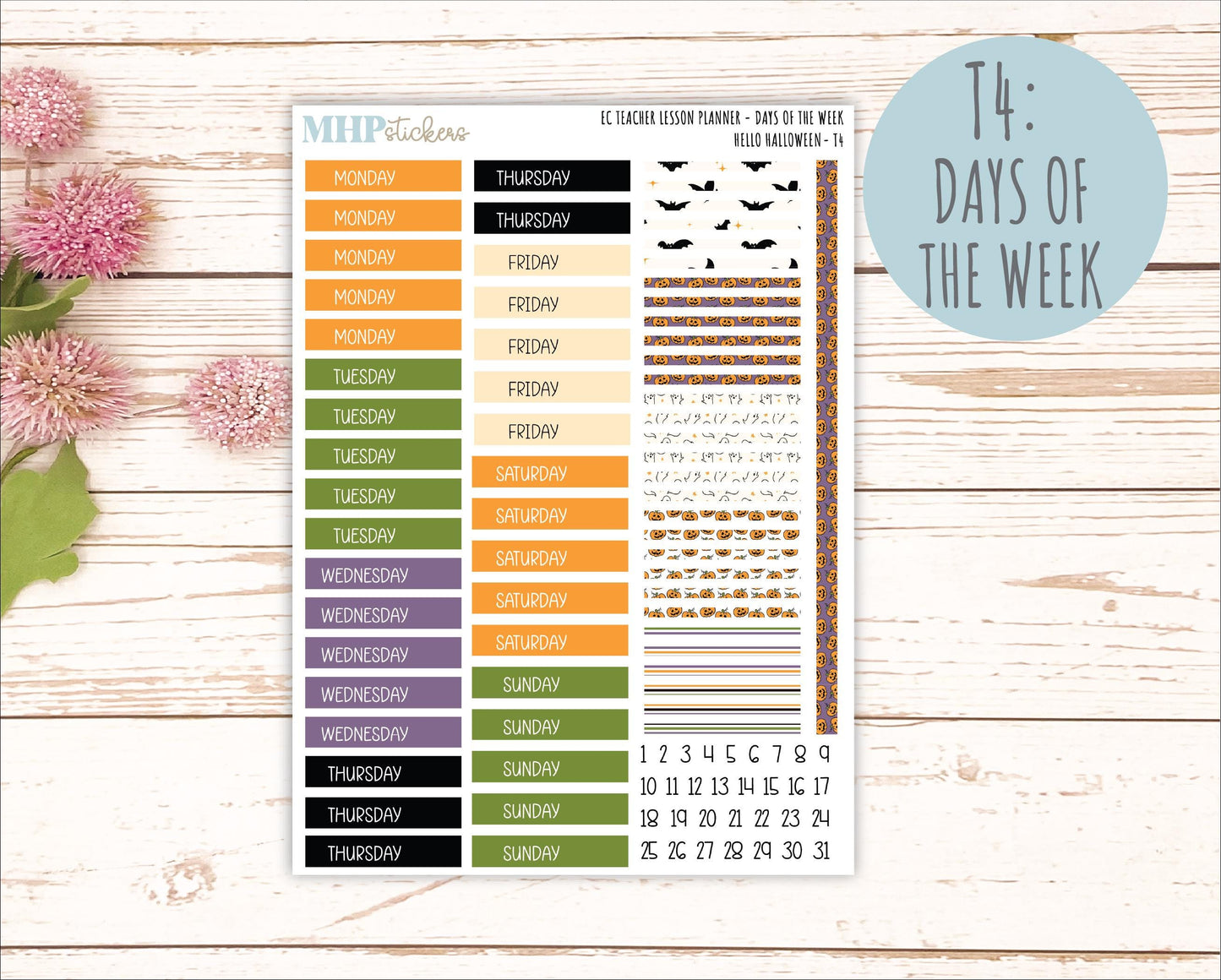OCTOBER Stickers for EC Teacher Lesson Planner. 2025 Collection "Hello Halloween" || ECT