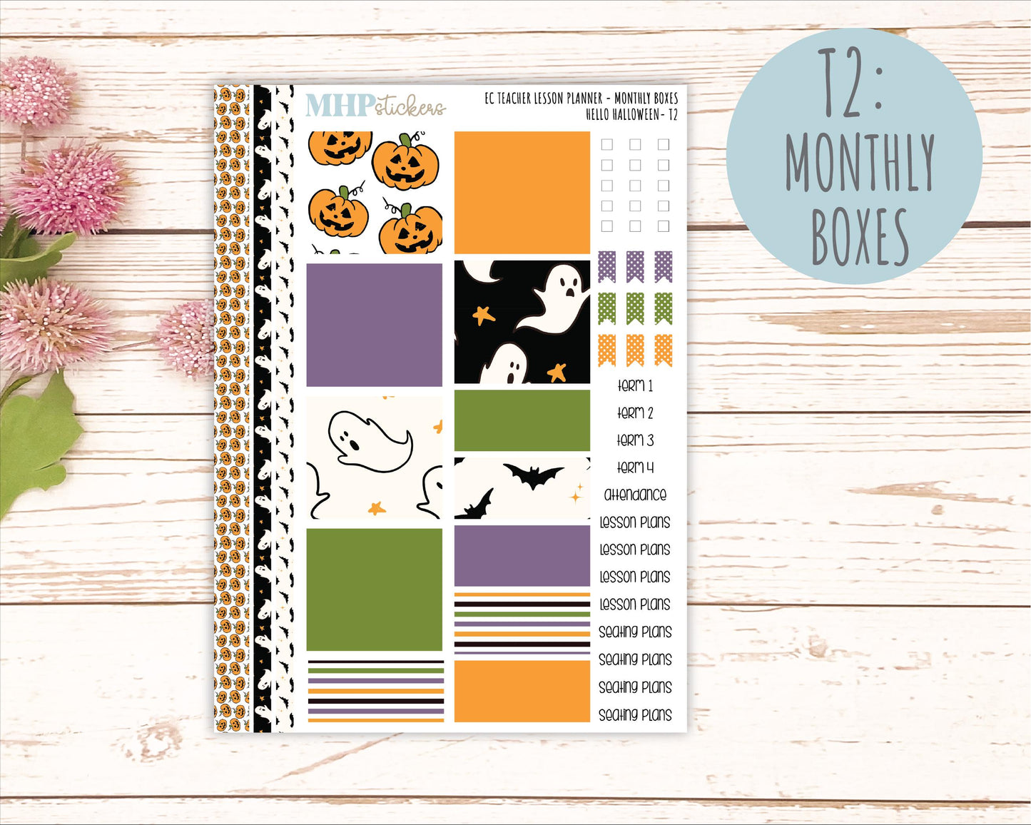 OCTOBER Stickers for EC Teacher Lesson Planner. 2025 Collection "Hello Halloween" || ECT