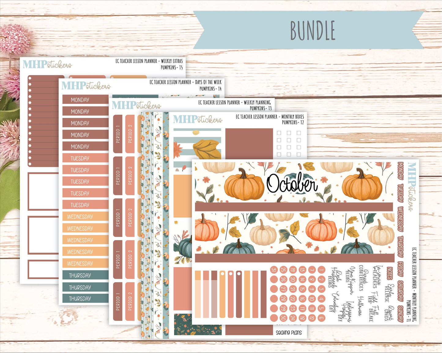 OCTOBER Stickers for EC Teacher Lesson Planner. 2025 Collection "Pumpkins" || ECT