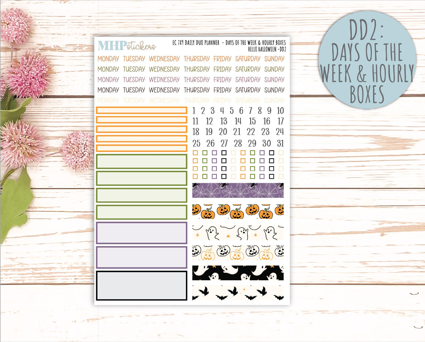OCTOBER Daily Duo Sticker Kit for 7x9 Erin Condren Planners. "Hello Halloween" || ECDD