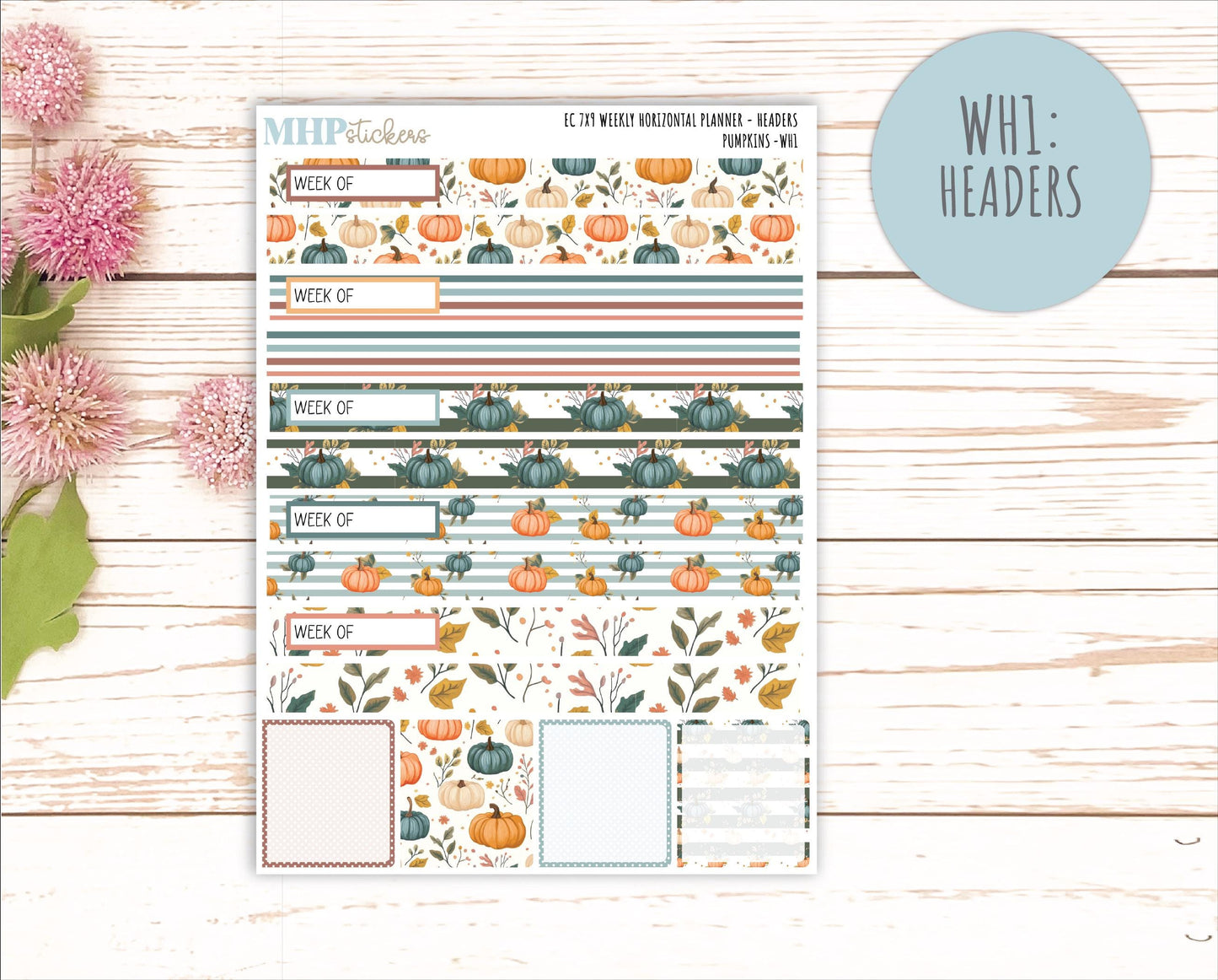 OCTOBER Weekly Horizontal Planning Kit for 7x9 Erin Condren Planners. "Pumpkins" || ECWH