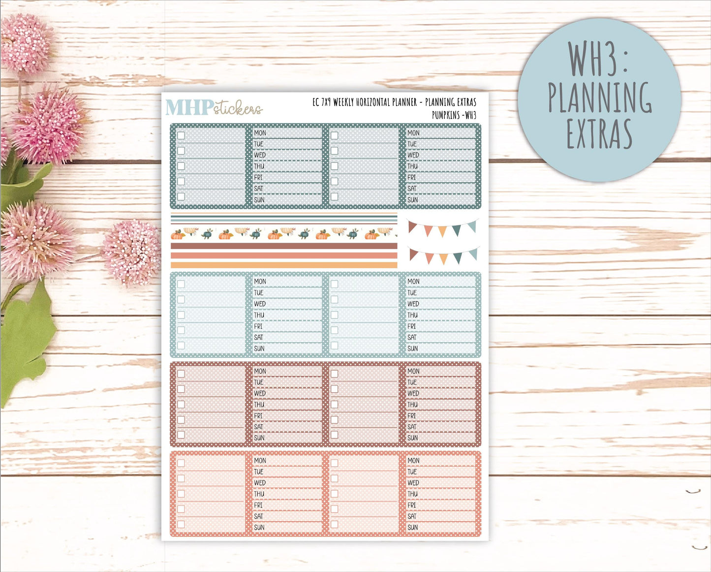 OCTOBER Weekly Horizontal Planning Kit for 7x9 Erin Condren Planners. "Pumpkins" || ECWH