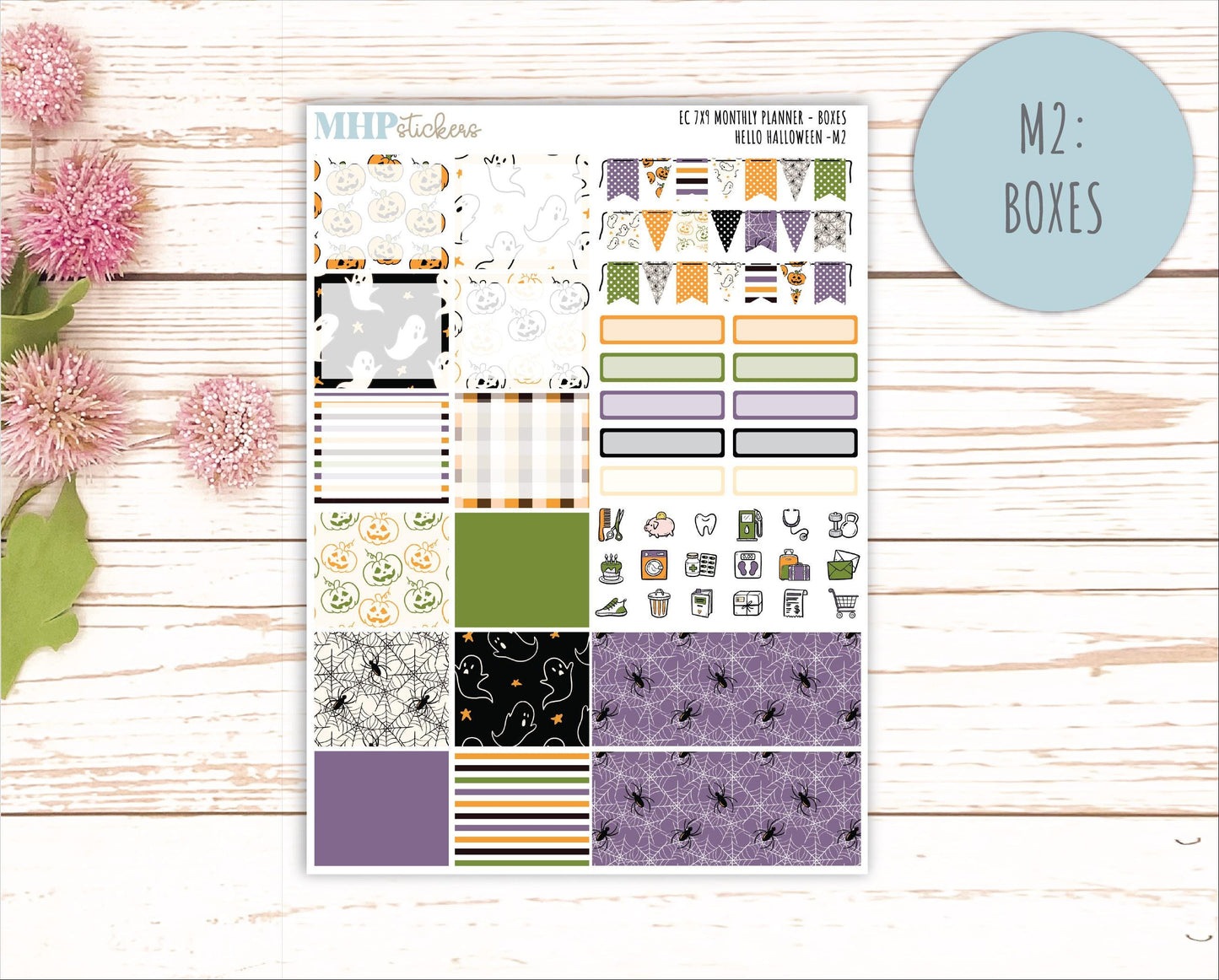 OCTOBER MONTHLY Kit for 7x9 Erin Condren Planners. 2025 Collection "Hello Halloween" || ECM