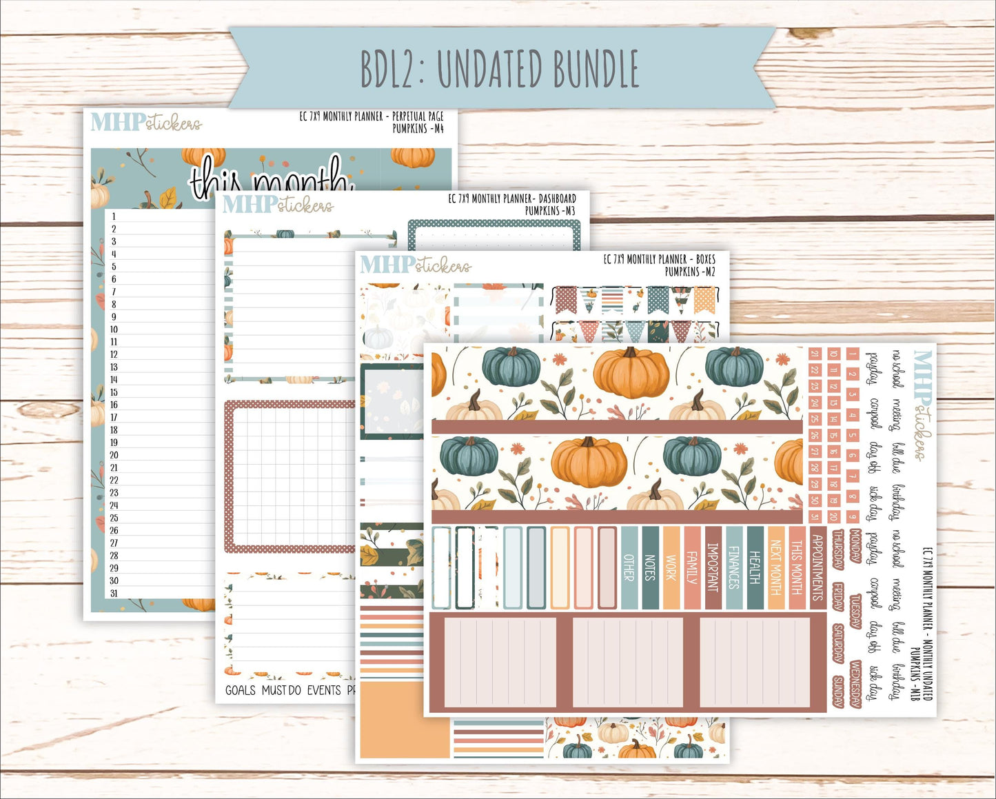 OCTOBER MONTHLY Kit for 7x9 Erin Condren Planners. 2025 Collection "Pumpkins" || ECM