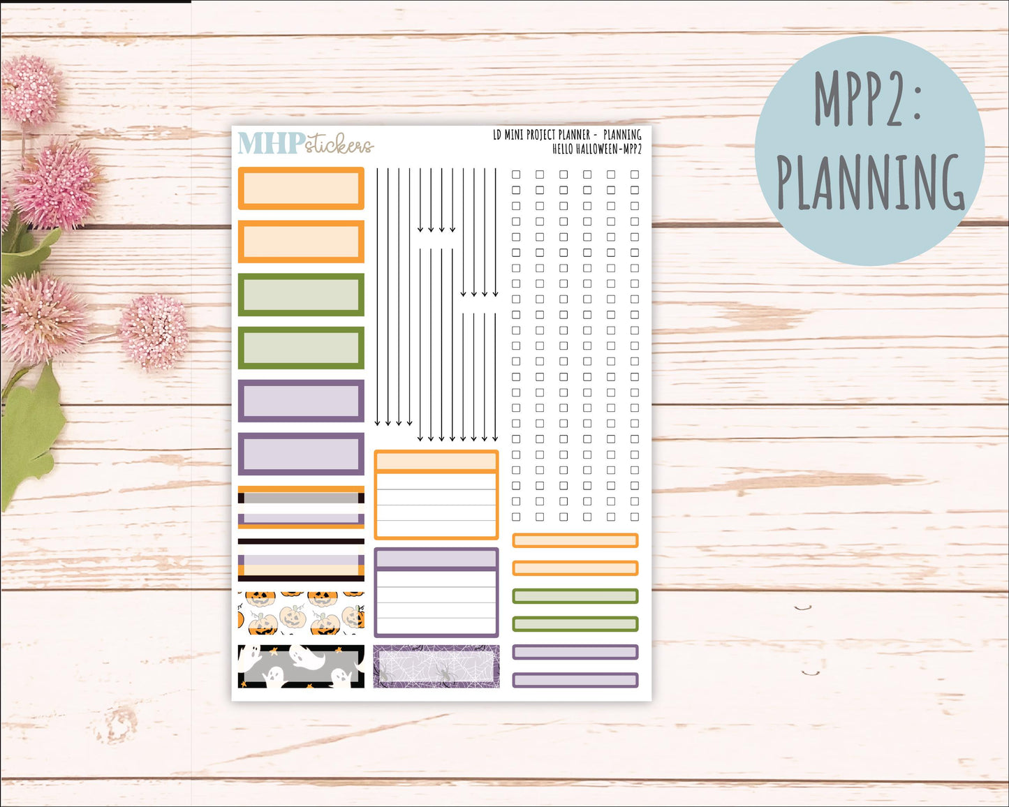 OCTOBER 2025 Stickers for LD Mini 4-Column Planner (Formerly Mini Project Planner) "Hello Halloween" || MPP