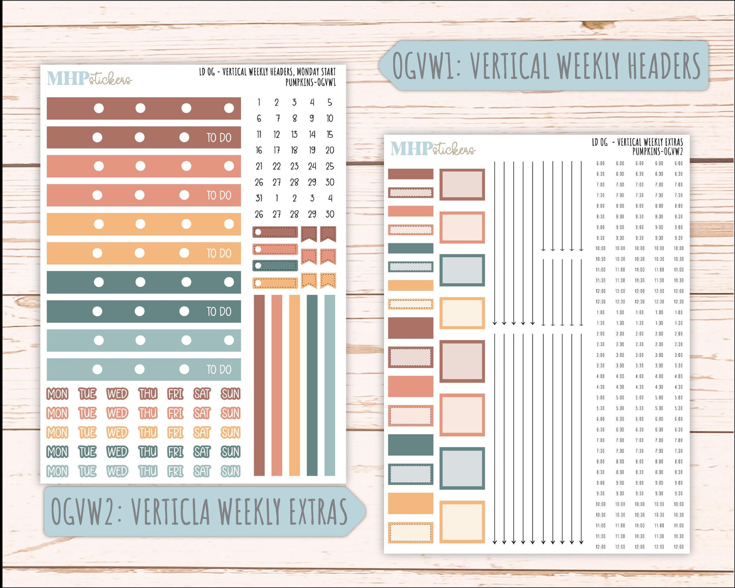 OCTOBER 2025 Stickers for Original Size Horizontal & Vertical Laurel Denise Planners. "Pumpkins" || OG