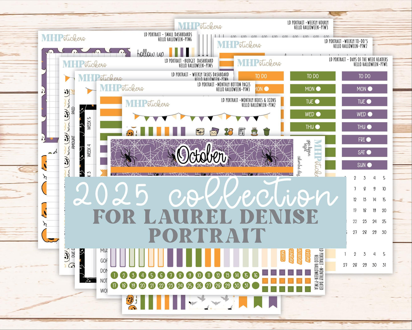 OCTOBER 2025 Stickers for Laurel Denise Portrait Planners. "Hello Halloween" || PT