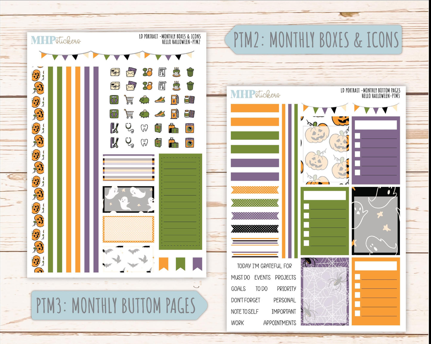OCTOBER 2025 Stickers for Laurel Denise Portrait Planners. "Hello Halloween" || PT