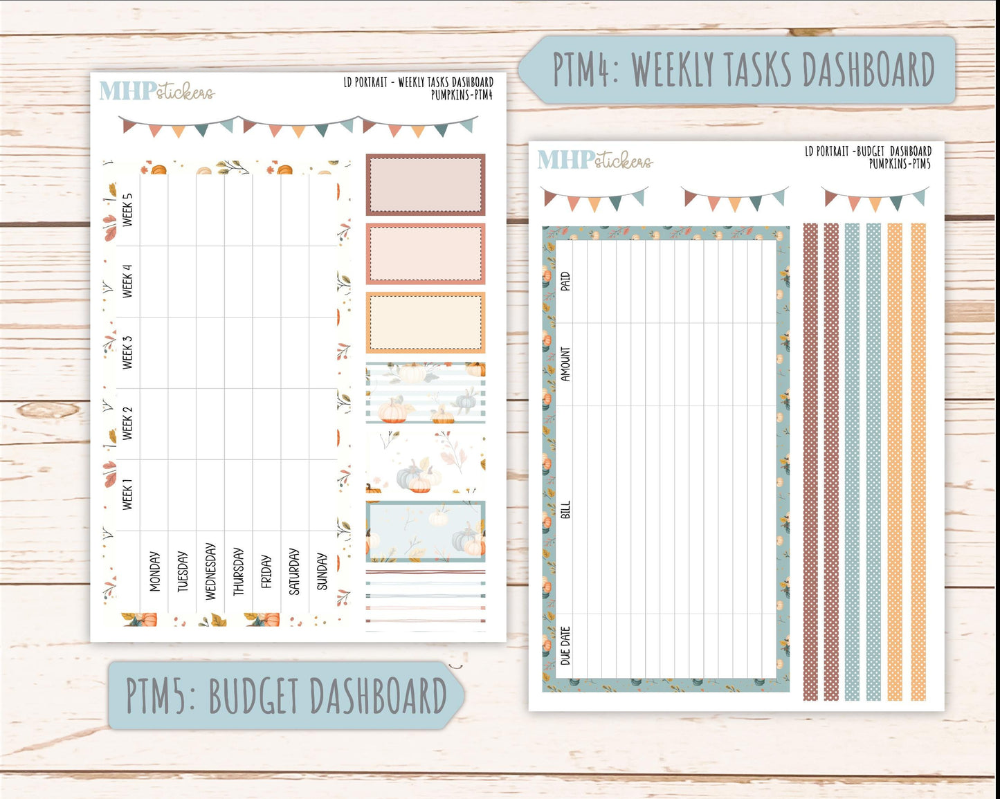 OCTOBER 2025 Stickers for Laurel Denise Portrait Planners. "Pumpkins || PT