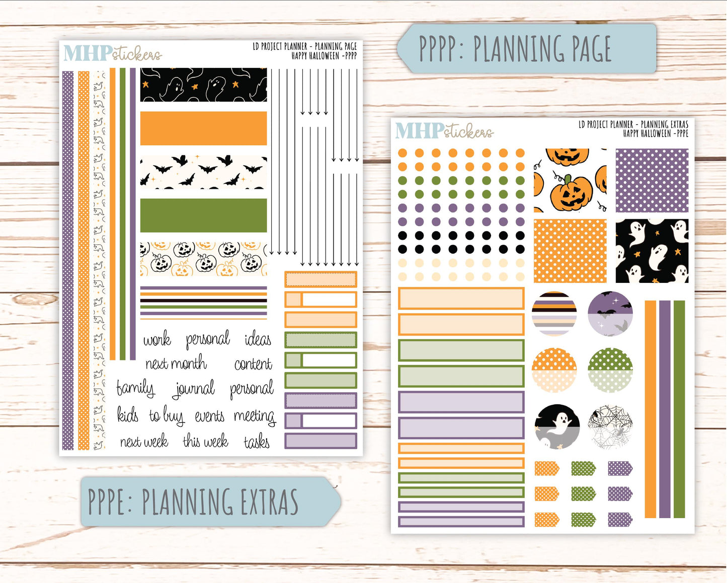 OCTOBER Stickers for LD 4-Column Planner (Formerly Project Planner) "Hello Halloween" || PP