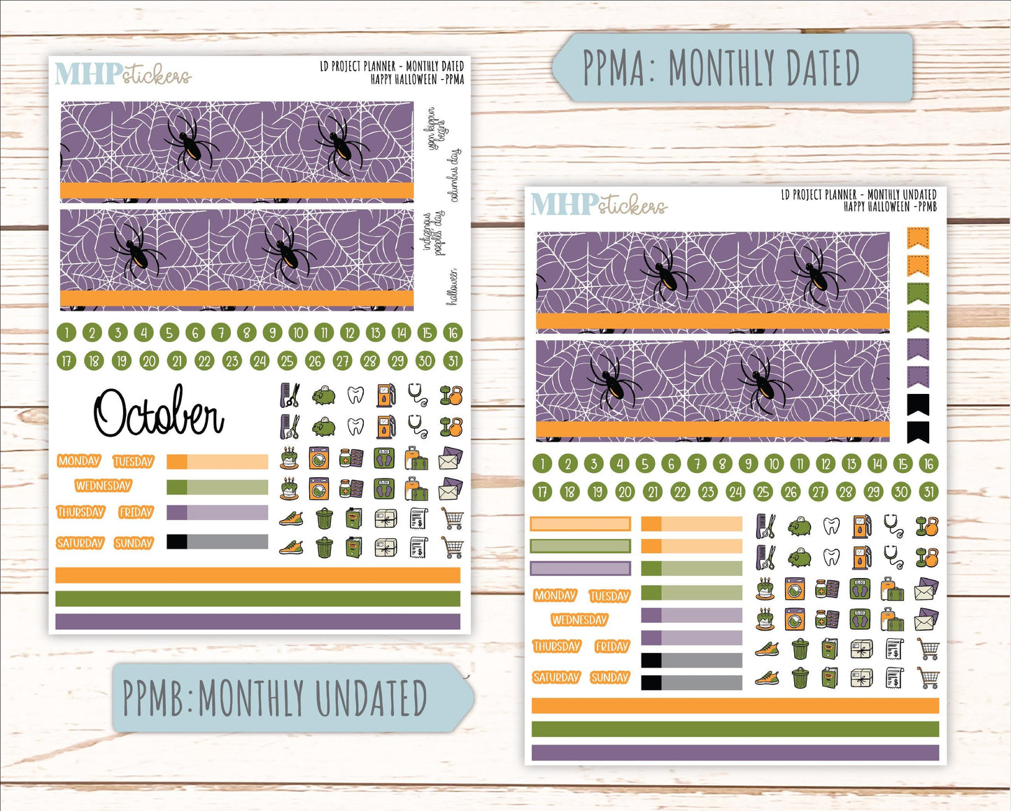 OCTOBER Stickers for LD 4-Column Planner (Formerly Project Planner) "Hello Halloween" || PP