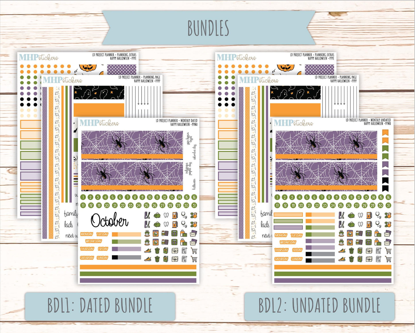 OCTOBER Stickers for LD 4-Column Planner (Formerly Project Planner) "Hello Halloween" || PP