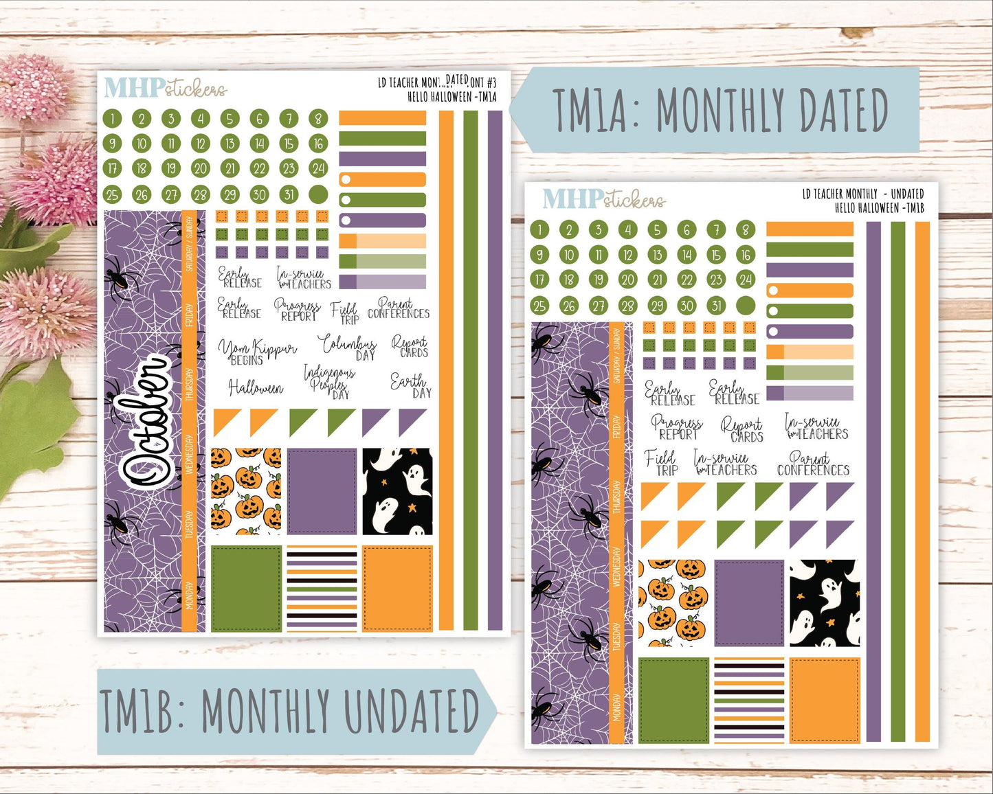 OCTOBER Stickers for Laurel Denise Teacher Planners. "Hello Halloween" || TC