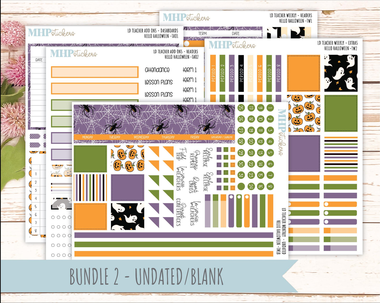 OCTOBER Stickers for Laurel Denise Teacher Planners. "Hello Halloween" || TC