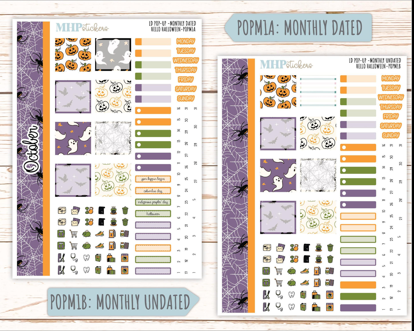 October 2025 Stickers for Laurel Denise POP-UP Planner. "Hello Halloween" || POP