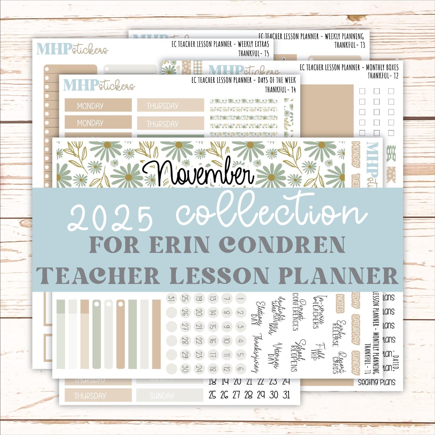 NOVEMBER Stickers for EC Teacher Lesson Planner. 2025 Collection "Wild Boho" || ECT