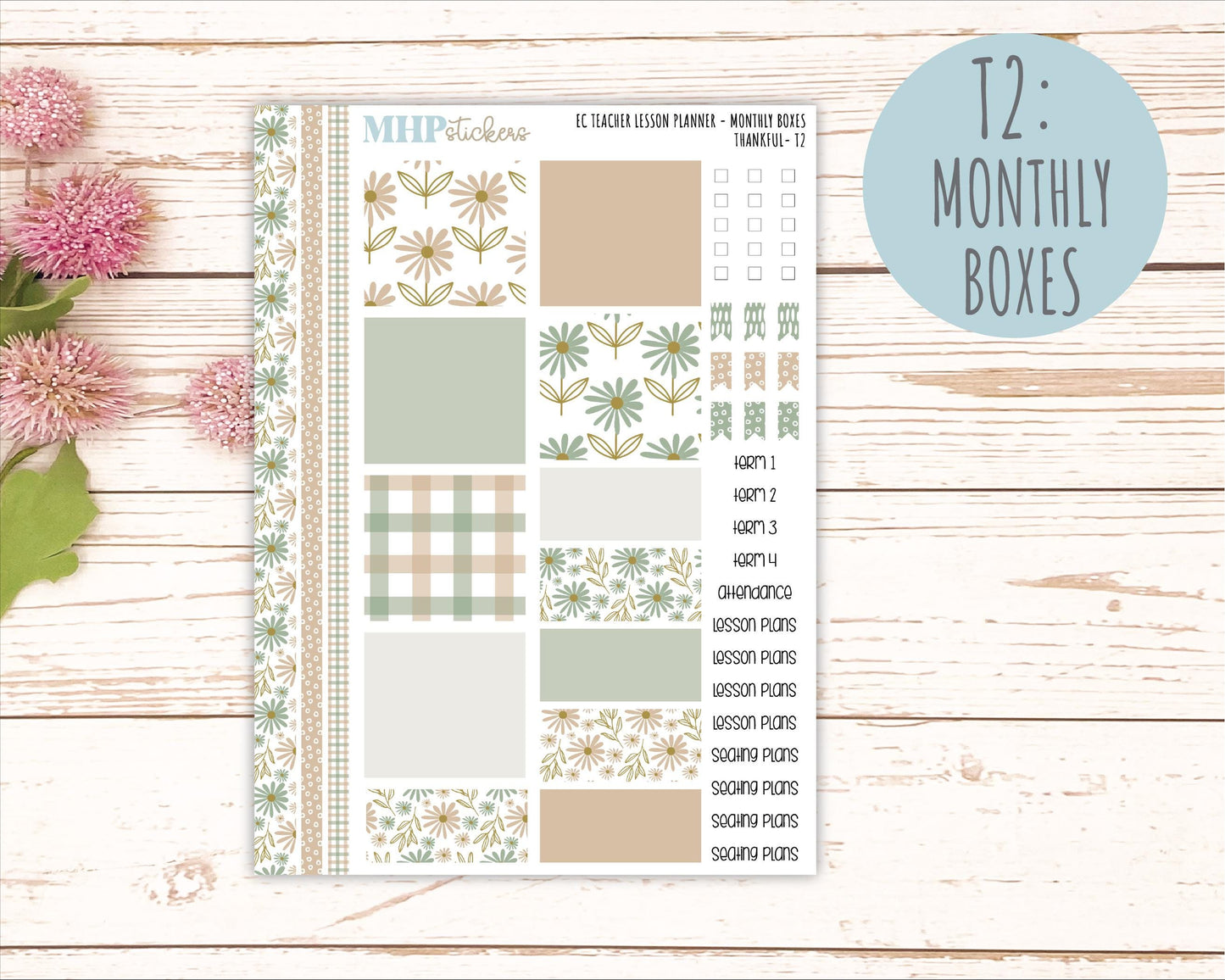 NOVEMBER Stickers for EC Teacher Lesson Planner. 2025 Collection "Wild Boho" || ECT