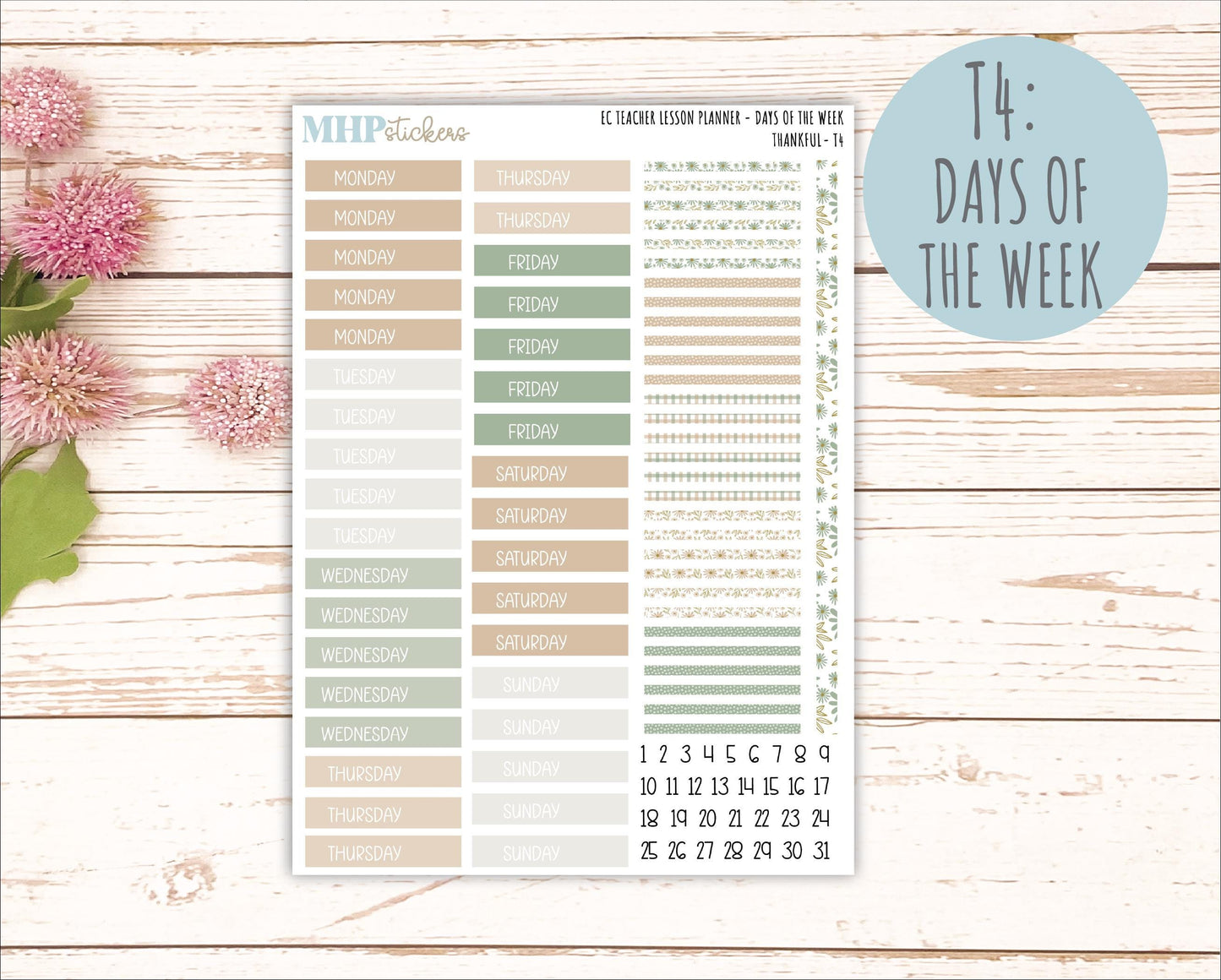 NOVEMBER Stickers for EC Teacher Lesson Planner. 2025 Collection "Wild Boho" || ECT