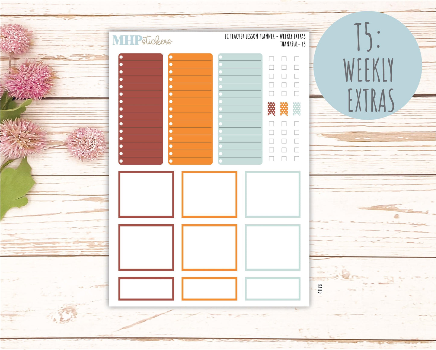 NOVEMBER Stickers for EC Teacher Lesson Planner. 2025 Collection "Thankful" || ECT