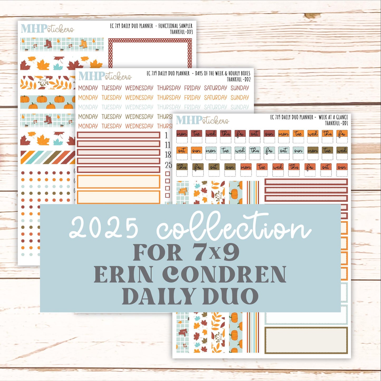 NOVEMBER Daily Duo Sticker Kit for 7x9 Erin Condren Planners. "Thankful" || ECDD