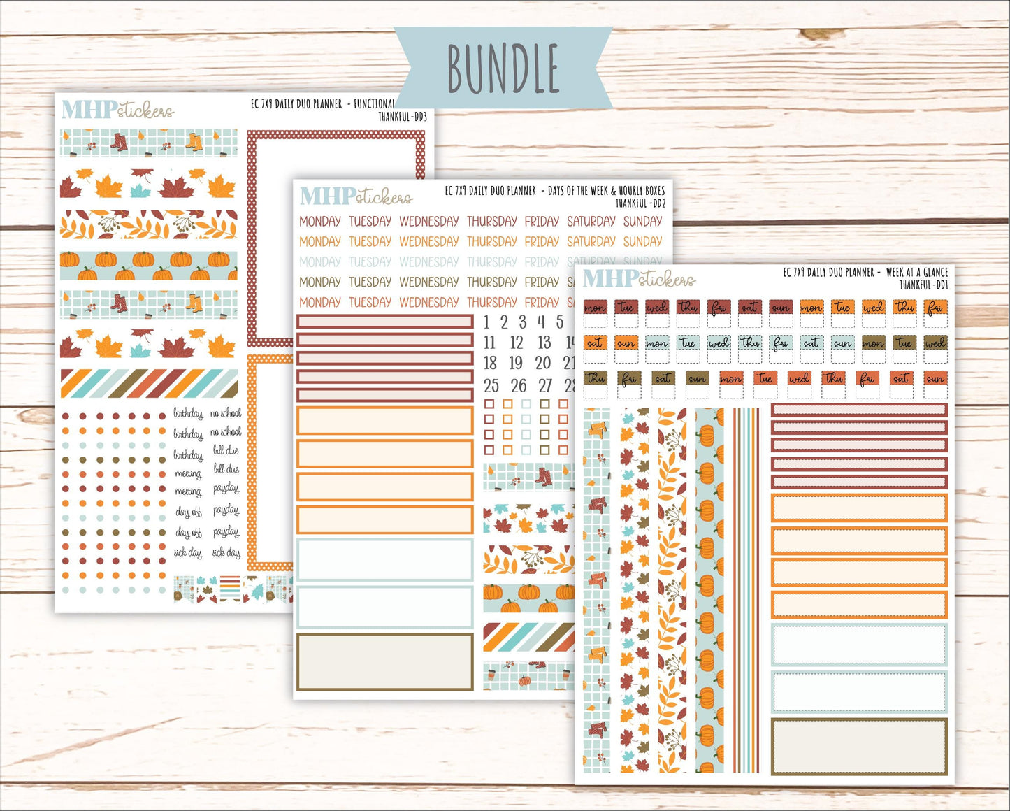 NOVEMBER Daily Duo Sticker Kit for 7x9 Erin Condren Planners. "Thankful" || ECDD