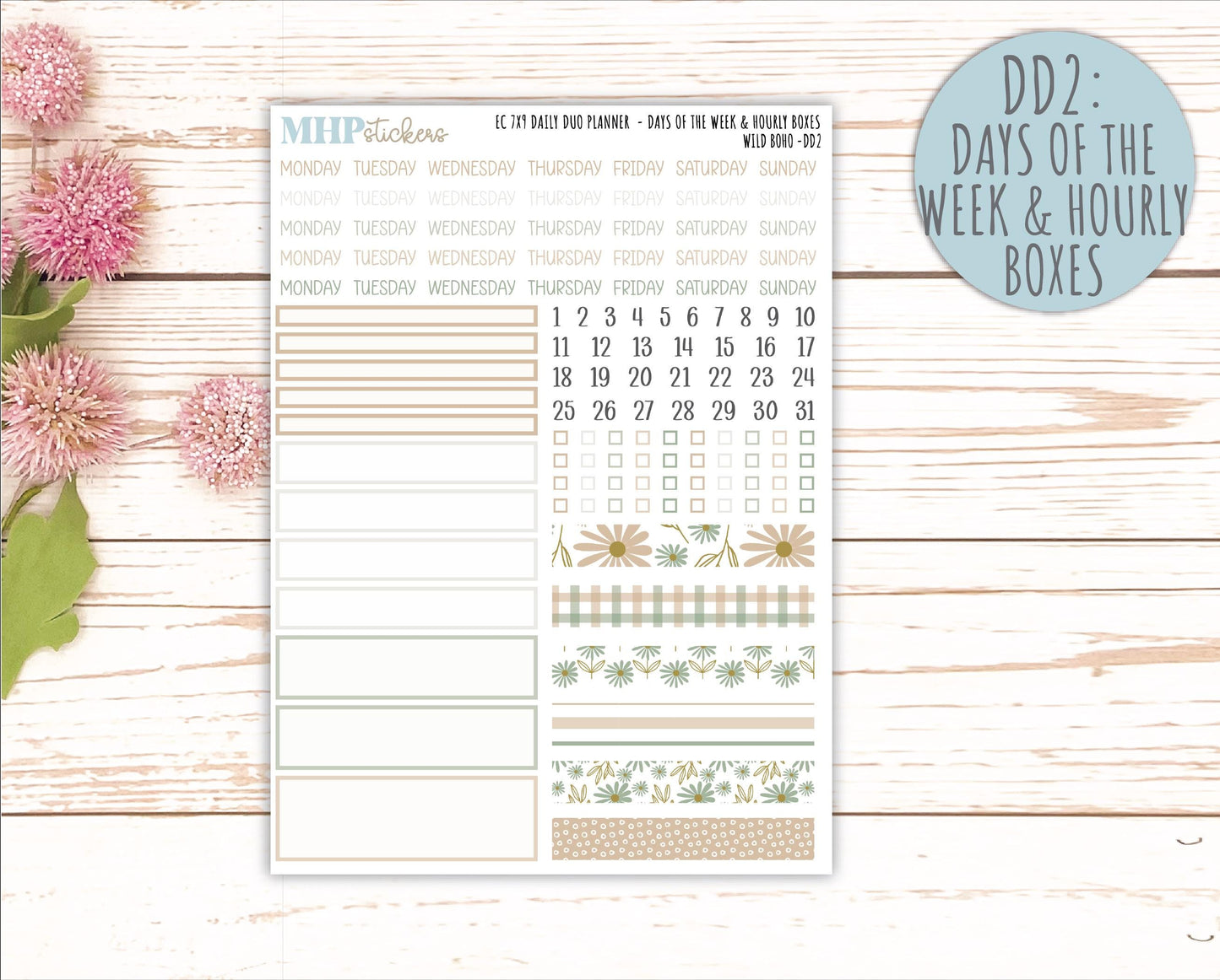 NOVEMBER Daily Duo Sticker Kit for 7x9 Erin Condren Planners. "Wild Boho" || ECDD