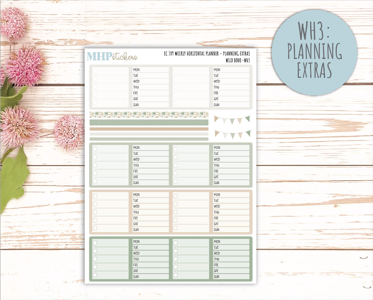 NOVEMBER Weekly Horizontal Planning Kit for 7x9 Erin Condren Planners. "Wild Boho" || ECWH
