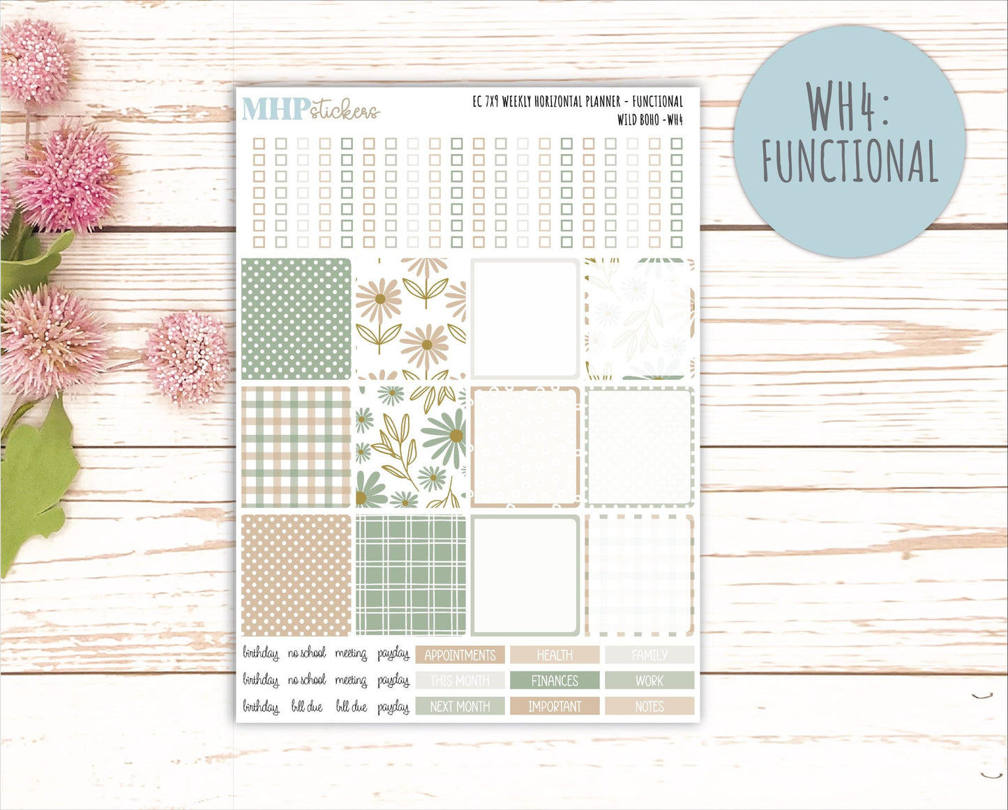 NOVEMBER Weekly Horizontal Planning Kit for 7x9 Erin Condren Planners. "Wild Boho" || ECWH