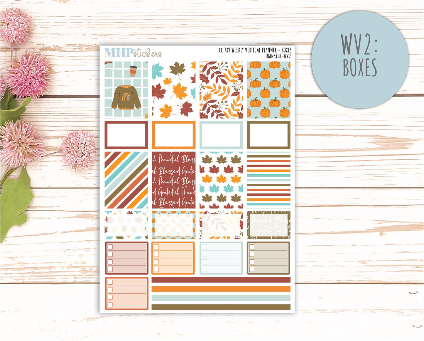 NOVEMBER Weekly Vertical Kits for 7x9 Erin Condren Planners. "Thankful" || ECWV