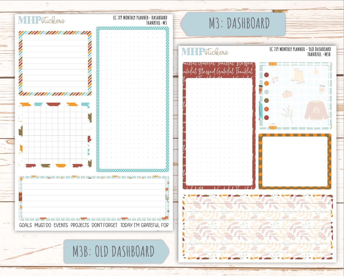 NOVEMBER MONTHLY Kit for 7x9 Erin Condren Planners. 2025 Collection "Thankful" || ECM