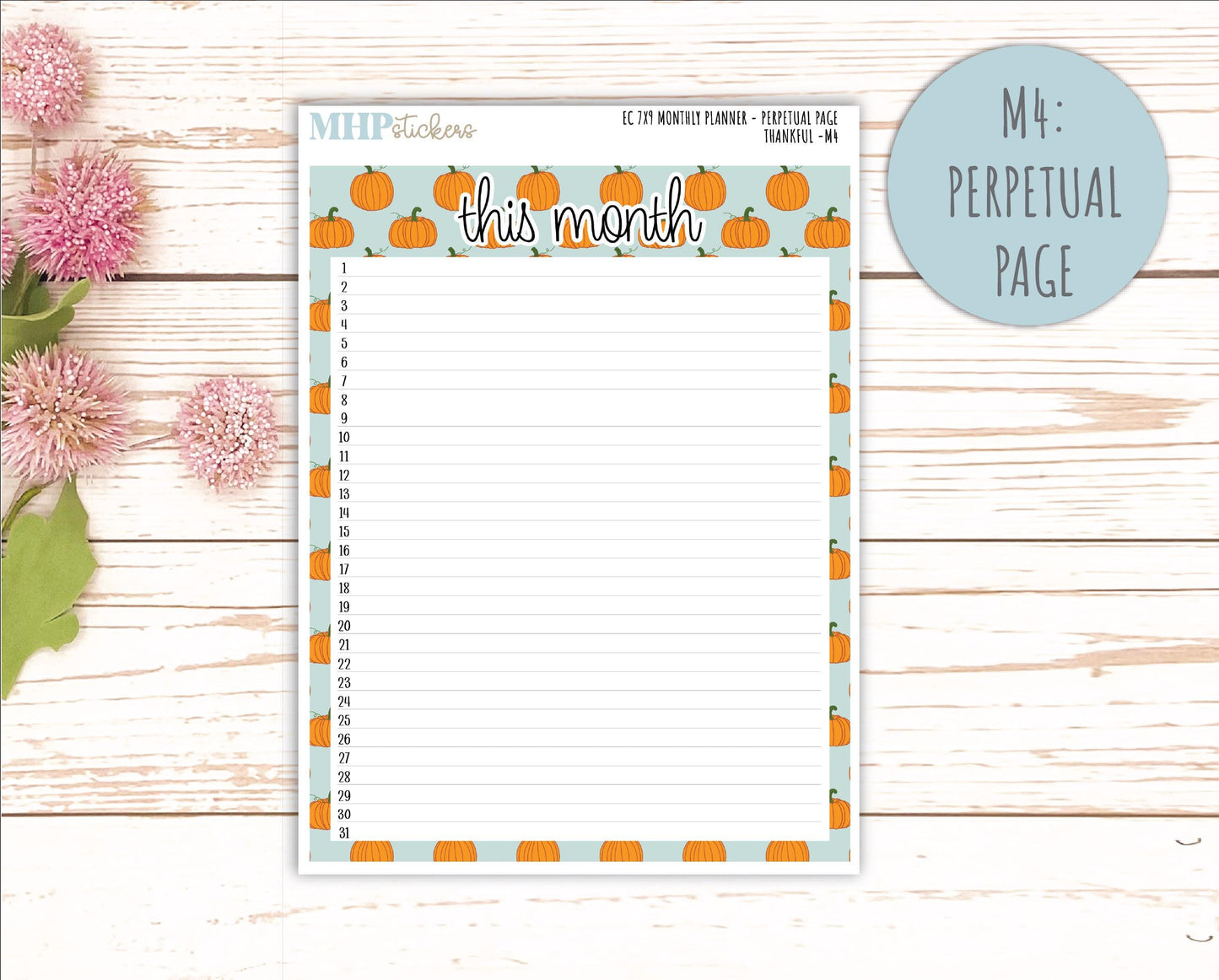 NOVEMBER MONTHLY Kit for 7x9 Erin Condren Planners. 2025 Collection "Thankful" || ECM