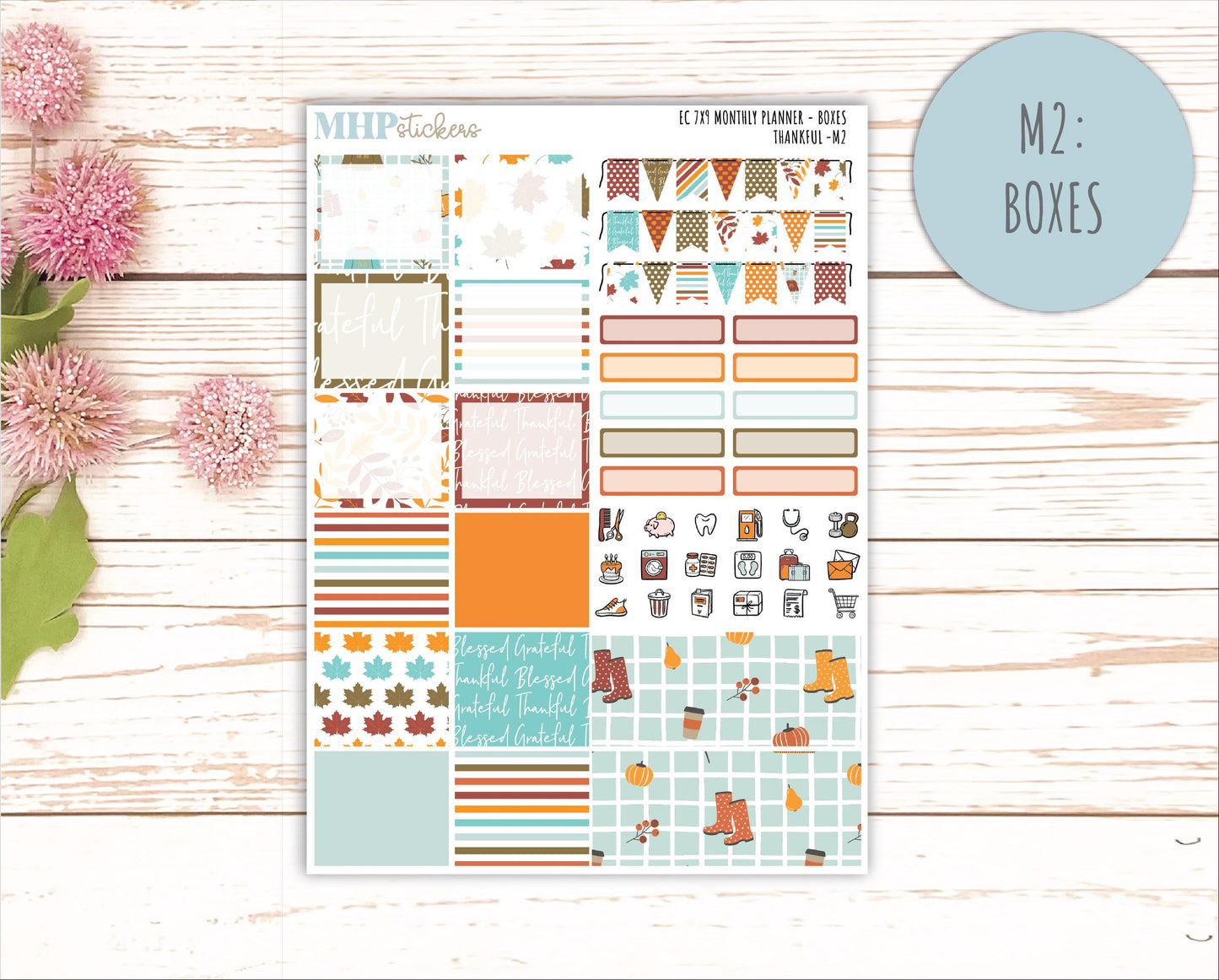 NOVEMBER MONTHLY Kit for 7x9 Erin Condren Planners. 2025 Collection "Thankful" || ECM