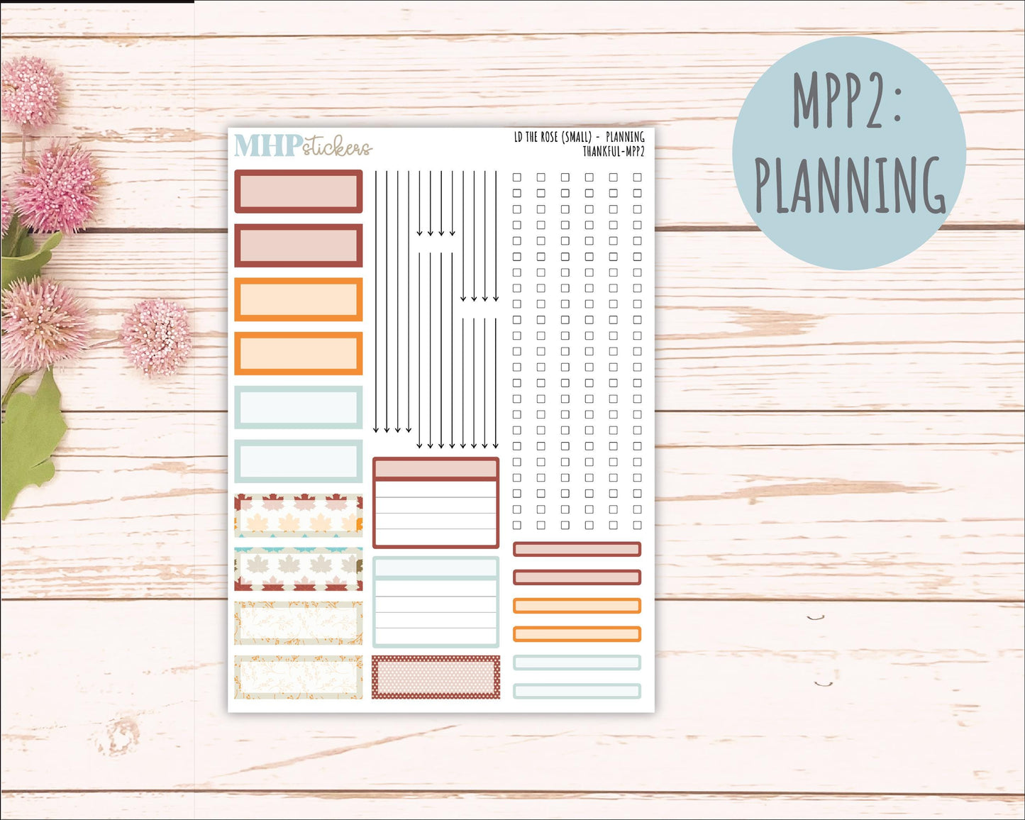 NOVEMBER 2025 Stickers for The Rose Small Laurel Denise Planner (Formerly Mini Project Planner) "Thankful" || MPP