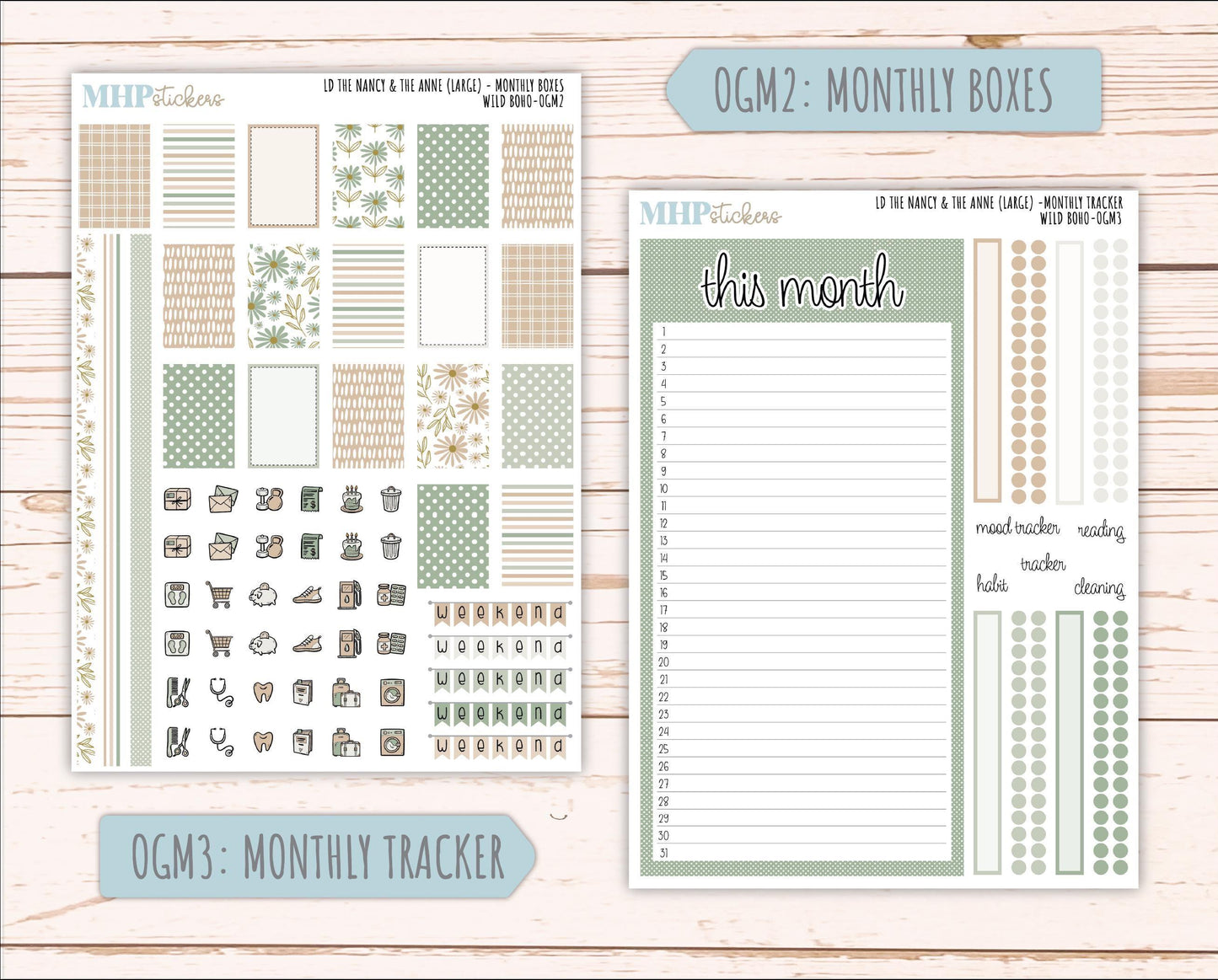 NOVEMBER 2025 Stickers for Large-size Horizontal & Vertical Laurel Denise Planners. (Formerly Original Size) "Wild Boho" || OG