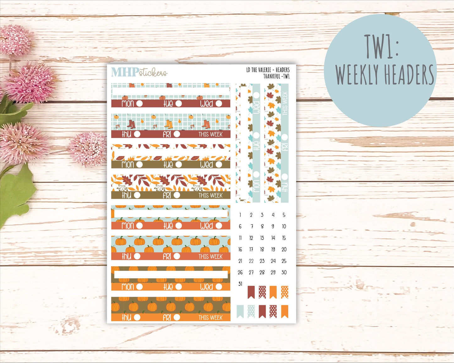 NOVEMBER Stickers for The Valerie Laurel Denise Planner (Formerly Teacher Planner) "Thankful" || TC