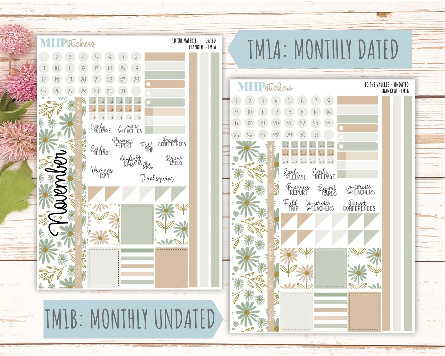 NOVEMBER Stickers for The Valerie Laurel Denise Planner (Formerly Teacher Planner) "Wild Boho" || TC