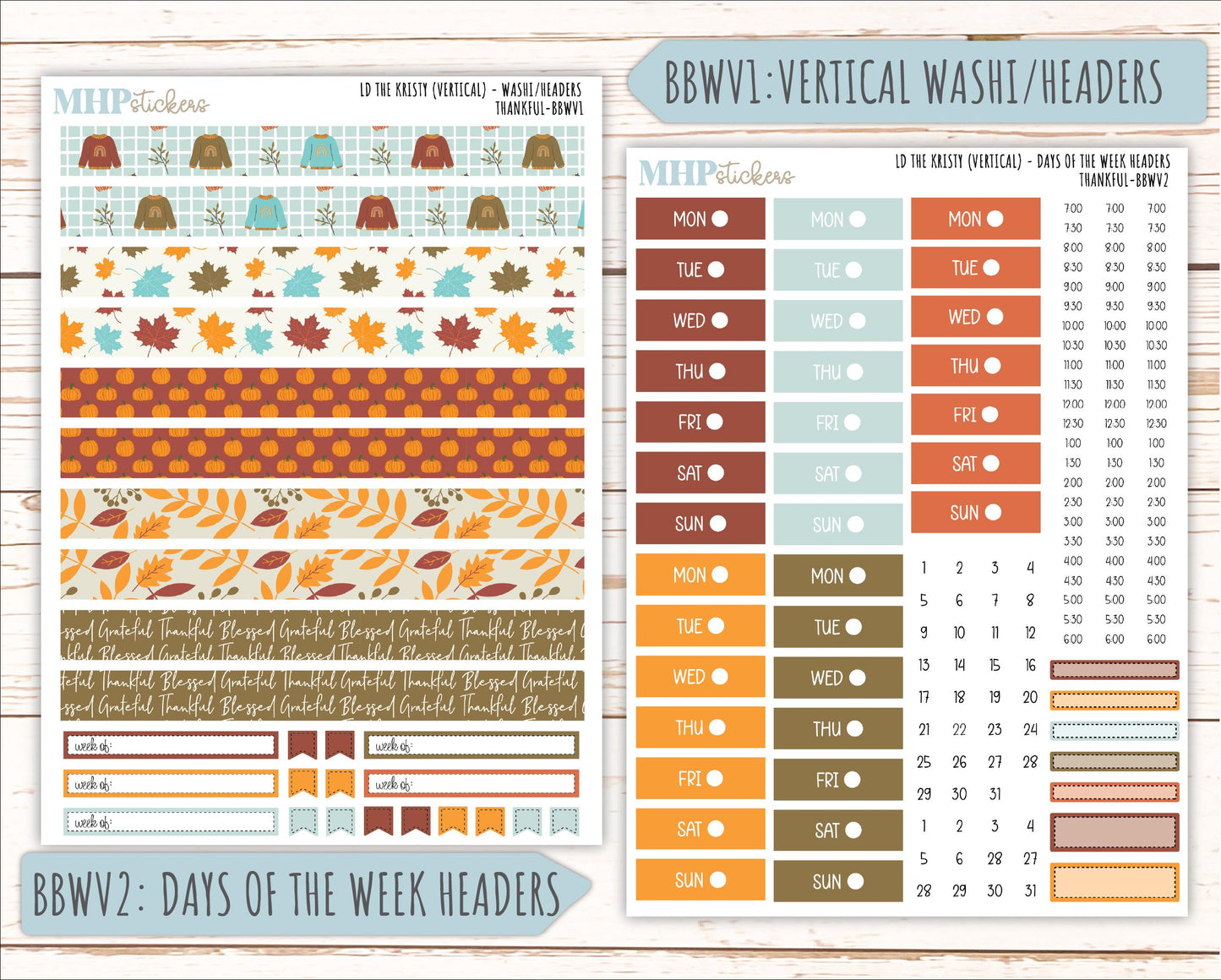 NOVEMBER 2025 Stickers for The Mae & The Kristy Laurel Denise Planners ( Formerly Book Bound Planner) "Thankful" || BB