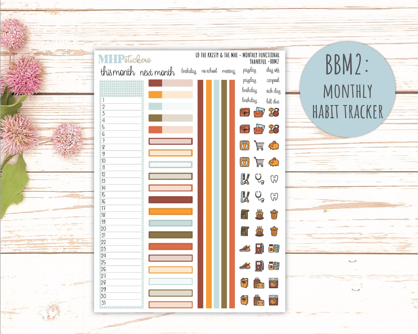 NOVEMBER 2025 Stickers for The Mae & The Kristy Laurel Denise Planners ( Formerly Book Bound Planner) "Thankful" || BB