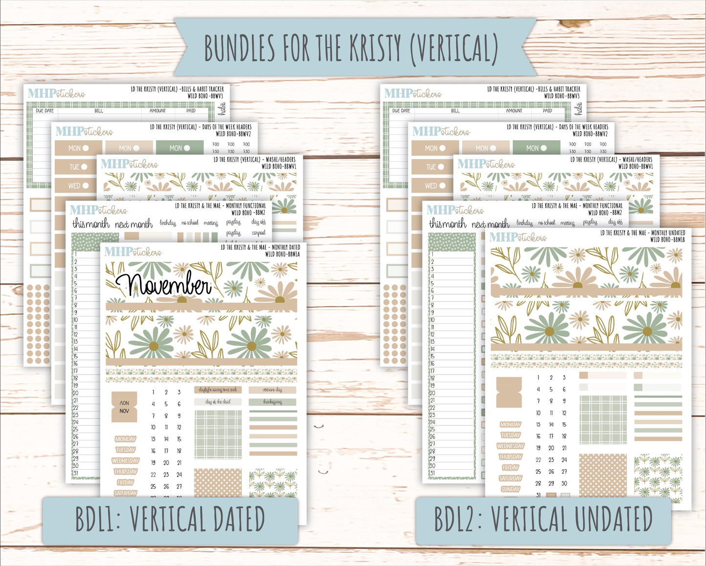 NOVEMBER 2025 Stickers for The Mae & The Kristy Laurel Denise Planners (Formerly Book Bound Planner) "Wild Boho" || BB