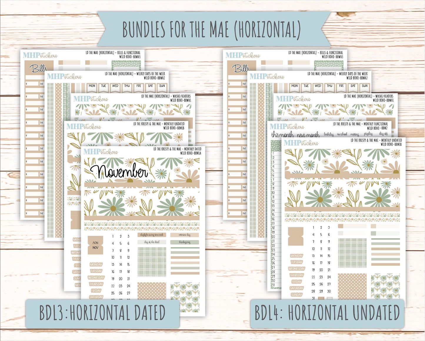 NOVEMBER 2025 Stickers for The Mae & The Kristy Laurel Denise Planners (Formerly Book Bound Planner) "Wild Boho" || BB