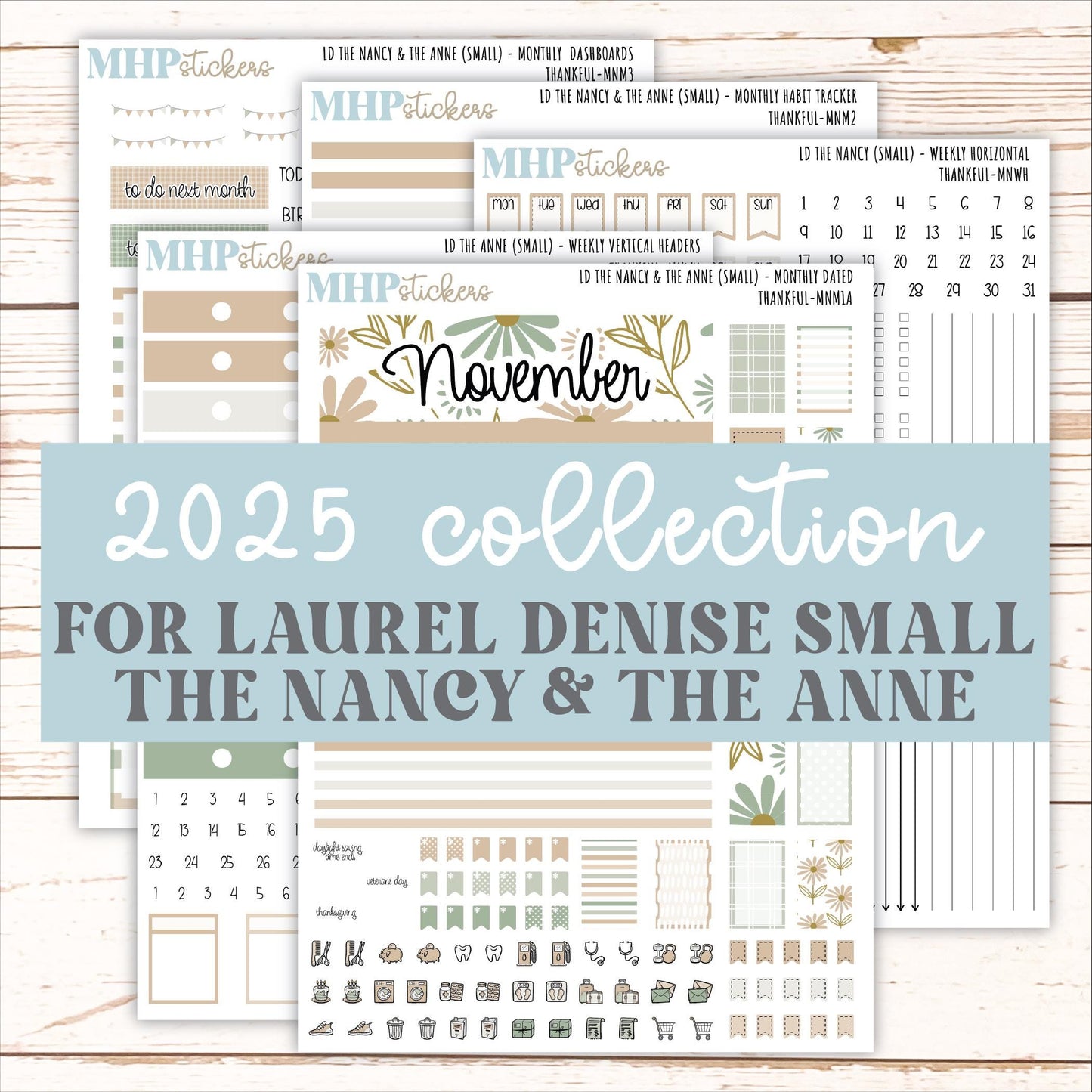 NOVEMBER 2025 Stickers for Small Horizontal & Vertical Laurel Denise Planners. (Formerly Mini Planner) "Wild Boho" || MN