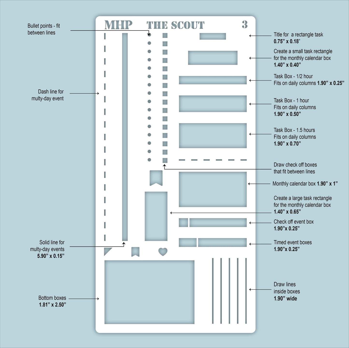 STENCIL #3 for Laurel Denise Planner The Scout (Formerly Portrait Planner) || STL