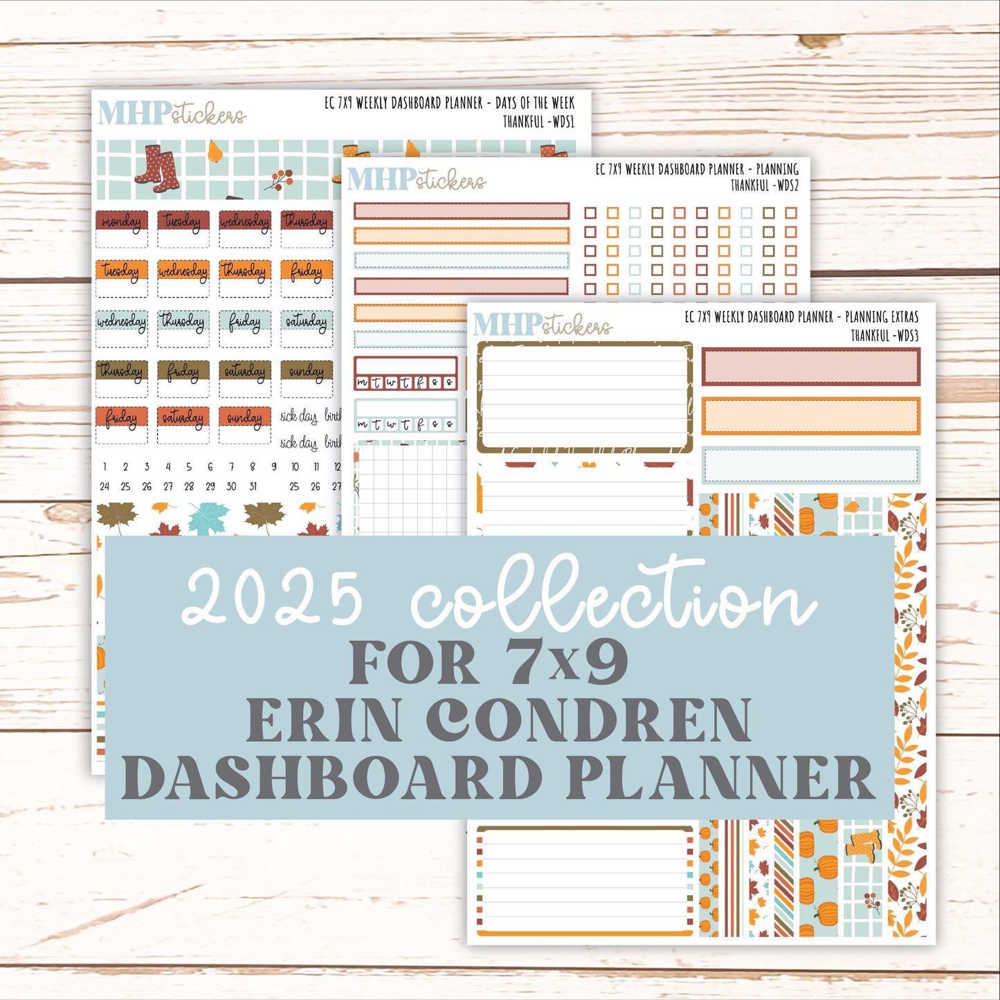 NOVEMBER Weekly Dashboard Kit for 7x9 Erin Condren Planners. "Thankful" || ECWDS