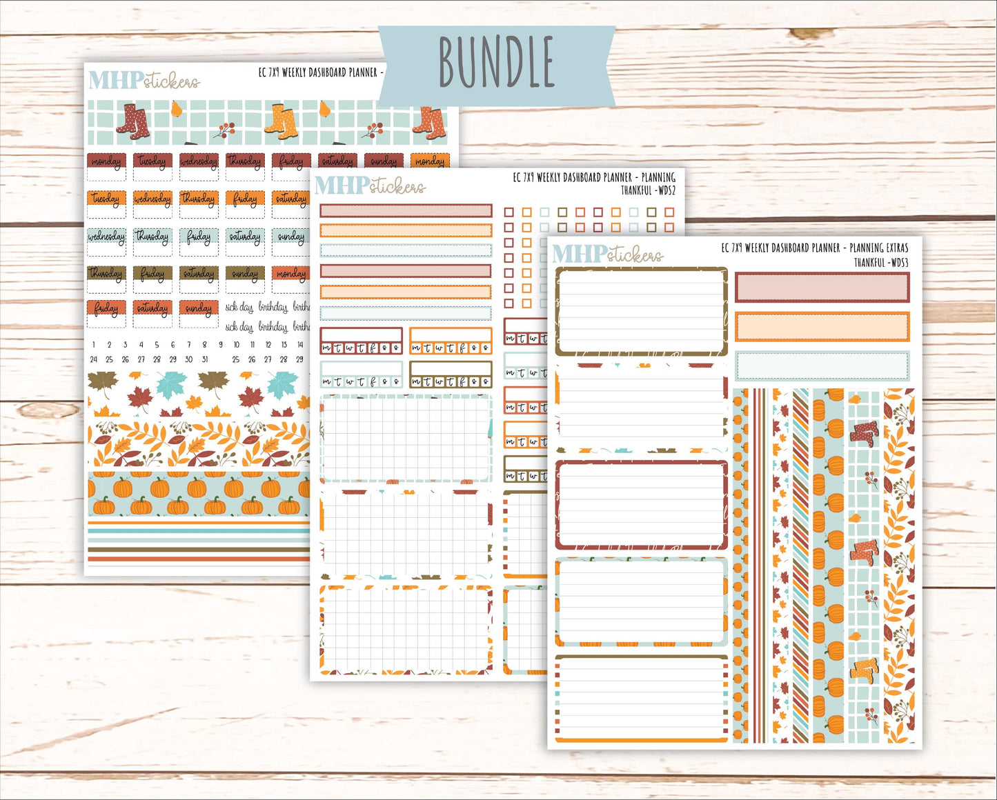 NOVEMBER Weekly Dashboard Kit for 7x9 Erin Condren Planners. "Thankful" || ECWDS