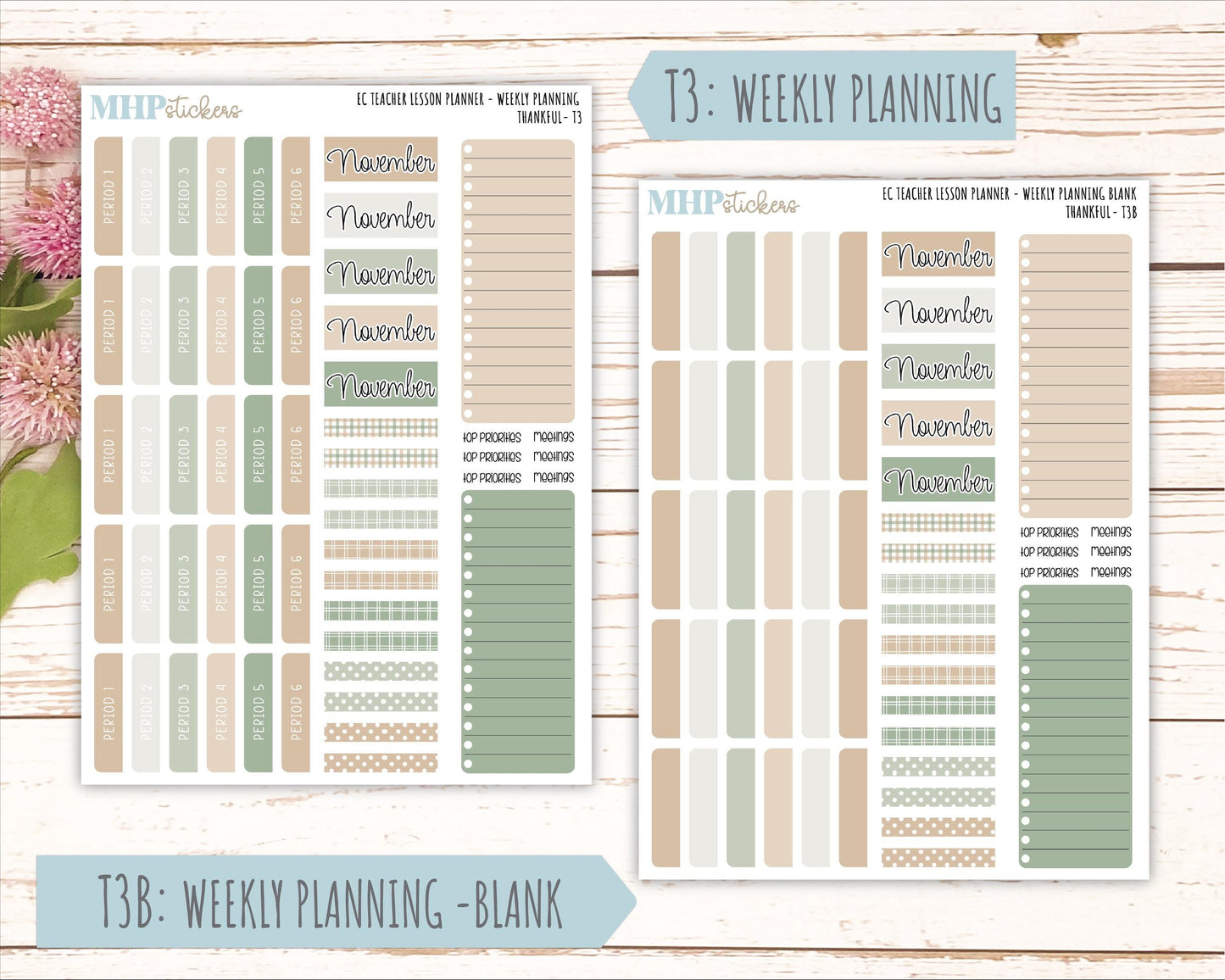 NOVEMBER Stickers for EC Teacher Lesson Planner. 2025 Collection "Wild Boho" || ECT