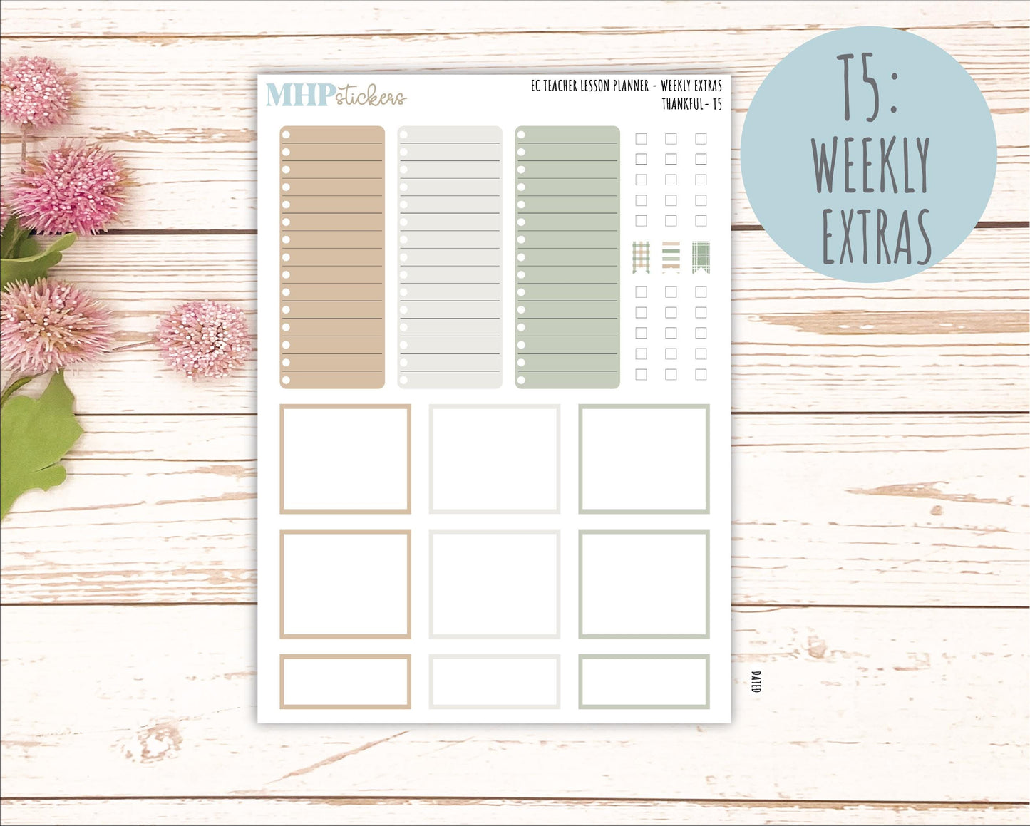 NOVEMBER Stickers for EC Teacher Lesson Planner. 2025 Collection "Wild Boho" || ECT