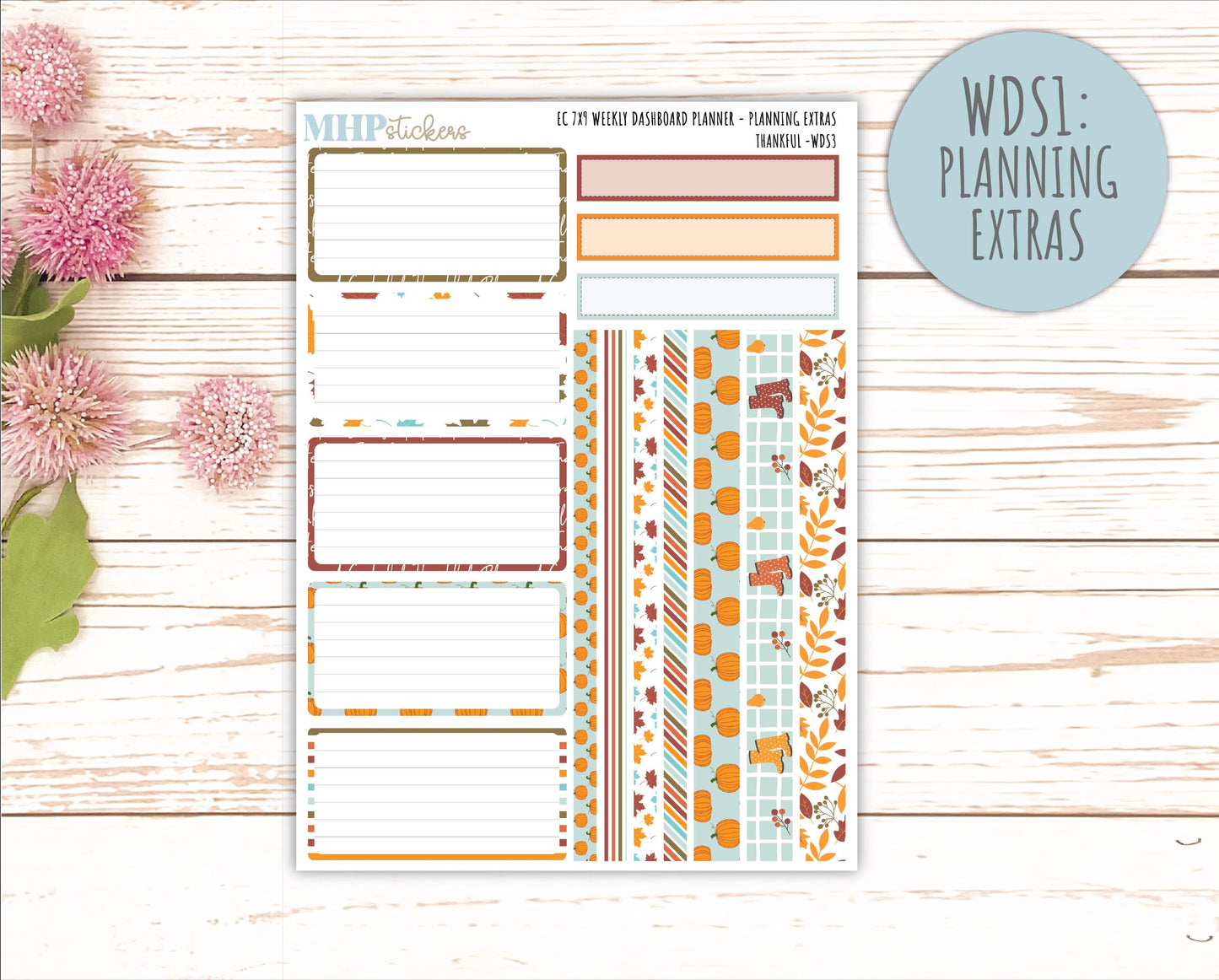 NOVEMBER Weekly Dashboard Kit for 7x9 Erin Condren Planners. "Thankful" || ECWDS