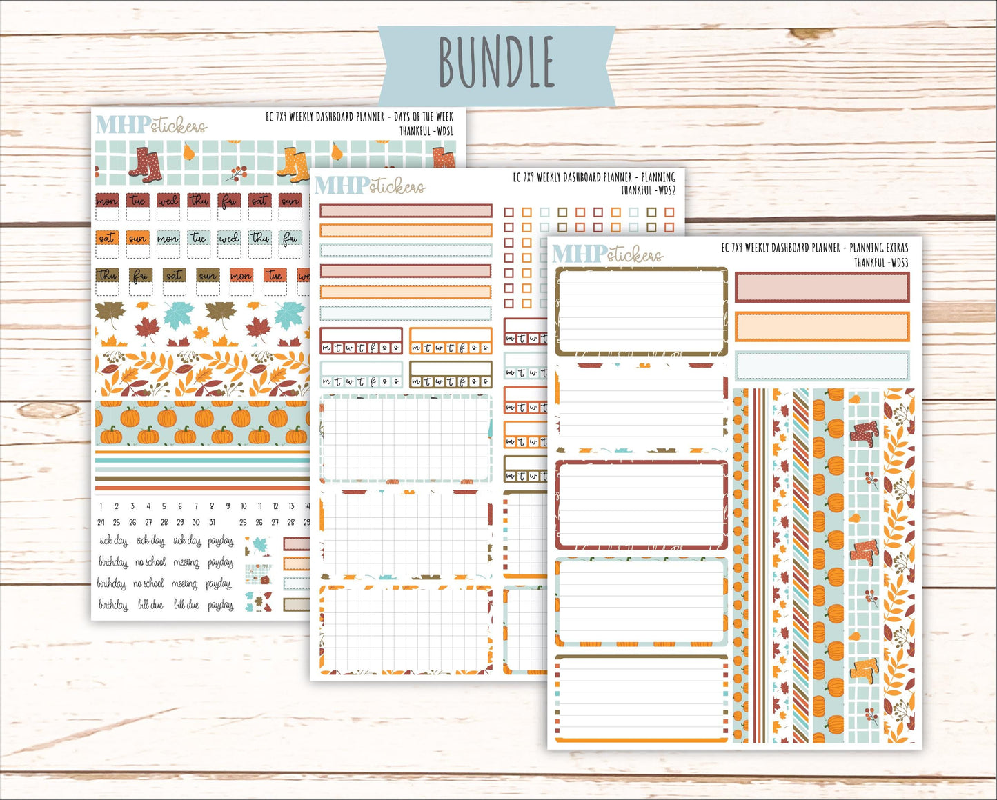 NOVEMBER Weekly Dashboard Kit for 7x9 Erin Condren Planners. "Thankful" || ECWDS