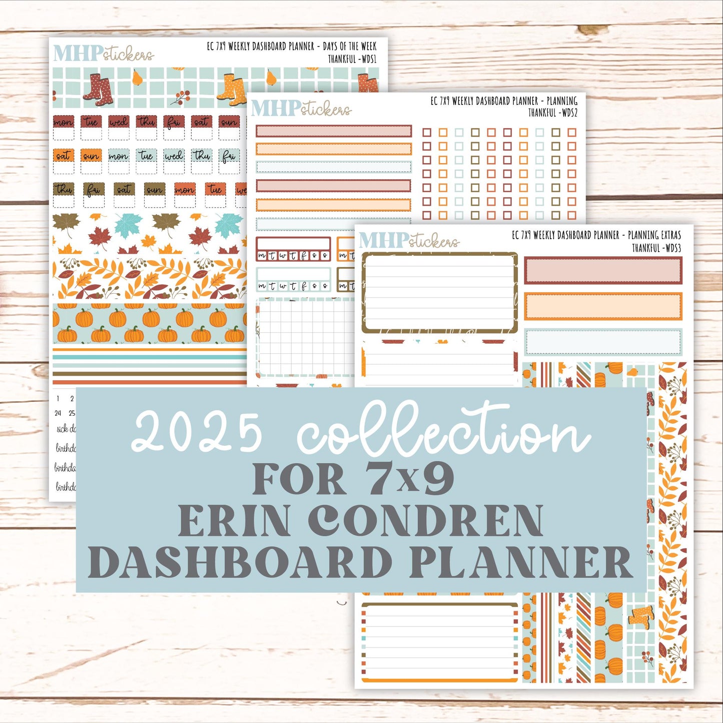 NOVEMBER Weekly Dashboard Kit for 7x9 Erin Condren Planners. "Thankful" || ECWDS