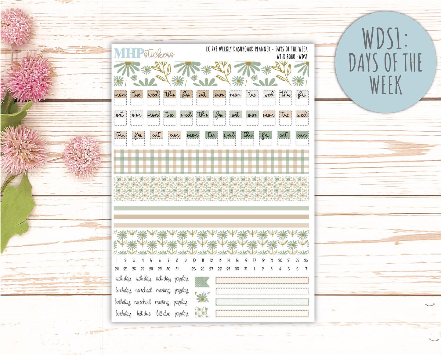 NOVEMBER Weekly Dashboard Kit for 7x9 Erin Condren Planners. "Wild Boho" || ECWDS